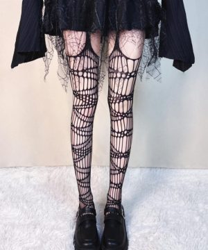 Punk-Netzstrumpf mit Ausschnitten für Damen - Gothic Shop
