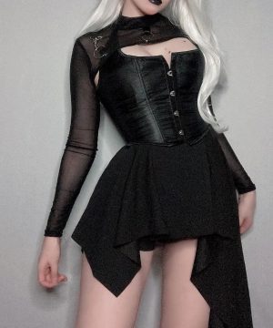 Punk-Röhrenkleid mit unregelmäßigem Saum für Damen - Gothic Shop