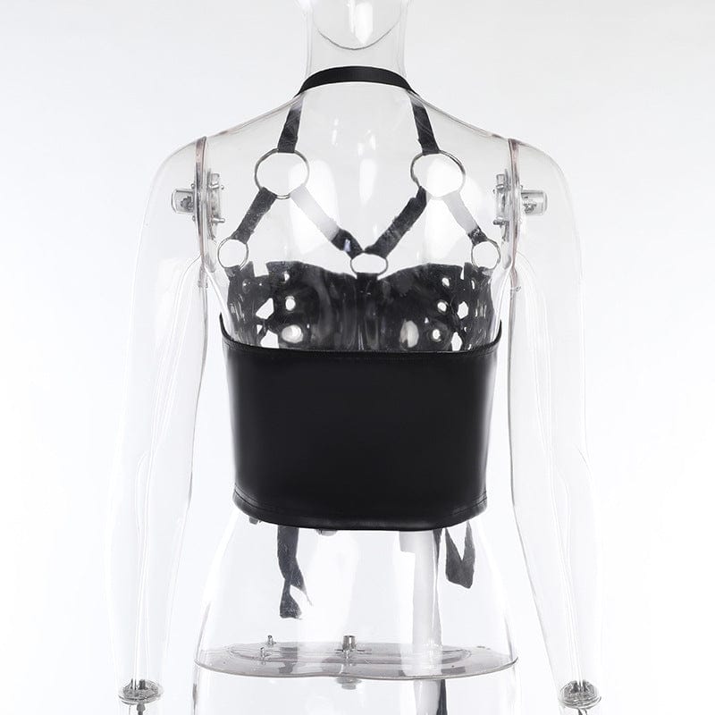 Punk-Tanktop aus Kunstleder mit Schnürung für Damen - Gothic Shop