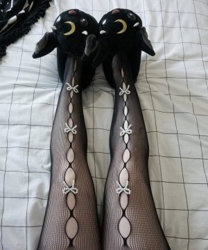 Punk-Perlen-Bowknot-Fischnetz-Pantynose für Damen - Gothic Shop