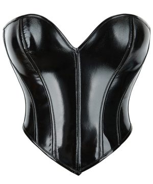 Punk-Overbust-Korsett aus Lackleder mit tiefem Ausschnitt für Damen - Gothic Shop