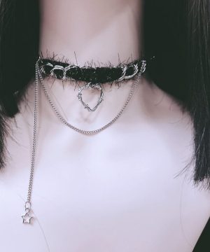 Punkband-Herzkettenhalsband für Damen - Gothic Shop