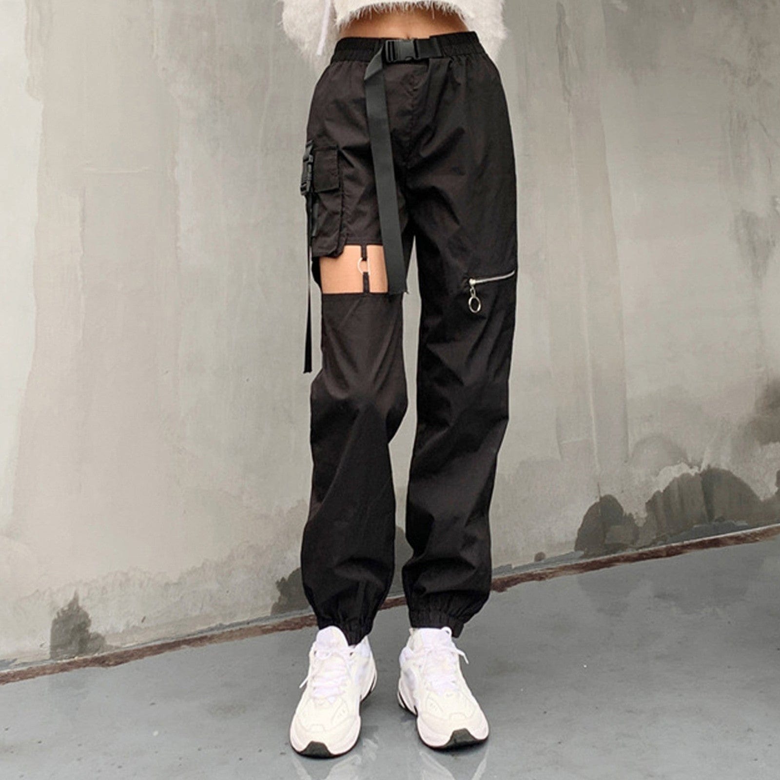 Punk-Cargohose mit Rissen für Damen - Gothic Shop