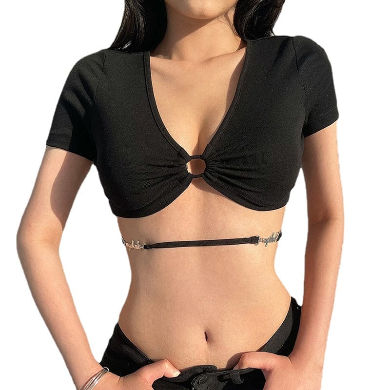 Punk-Schnürbustier für Damen mit V-Ausschnitt - Gothic Shop