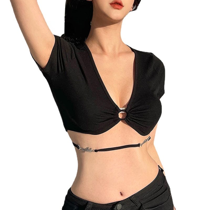 Punk-Schnürbustier für Damen mit V-Ausschnitt - Gothic Shop