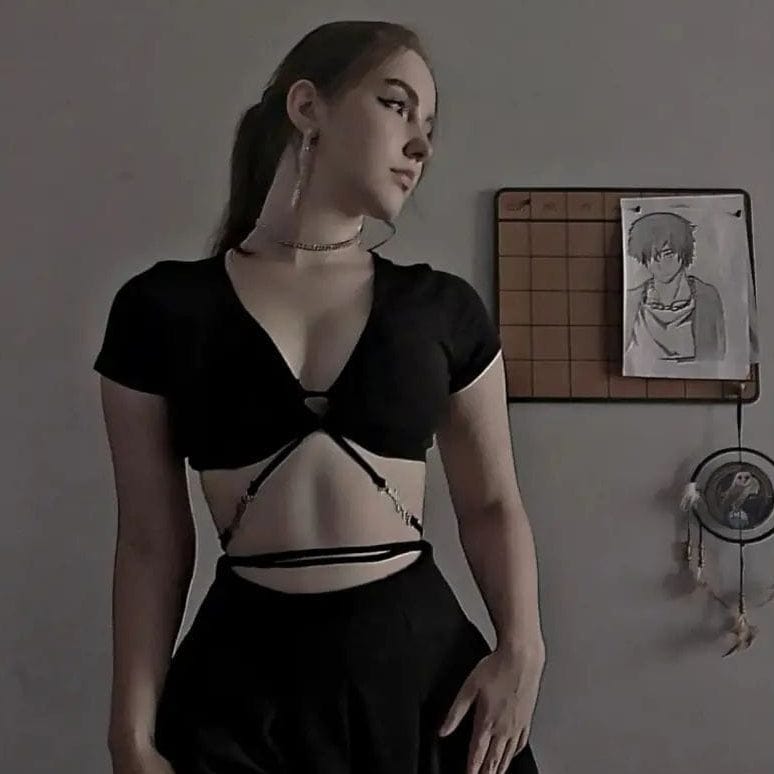 Punk-Schnürbustier für Damen mit V-Ausschnitt - Gothic Shop