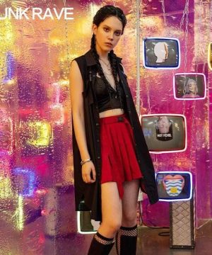 Damen-Mini-Faltenröcke mit Schnalle und Blet-Buchstaben - Gothic Shop