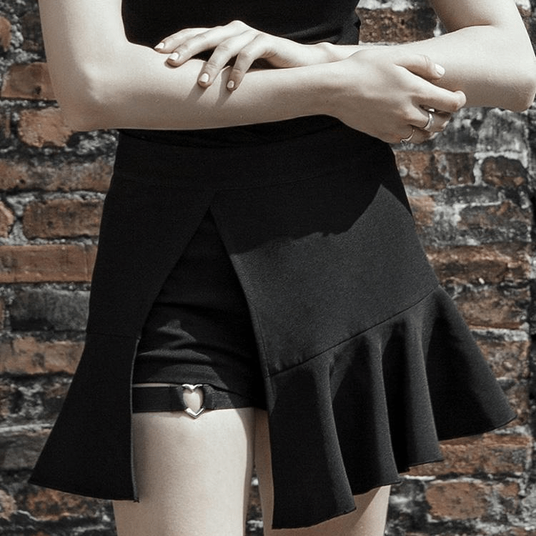 Damen-Gothic-Fake-Zweiteiler-Rock in A-Linie mit Fischschwanz - Gothic Shop