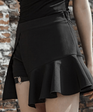 Damen-Gothic-Fake-Zweiteiler-Rock in A-Linie mit Fischschwanz - Gothic Shop