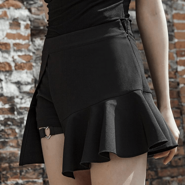 Damen-Gothic-Fake-Zweiteiler-Rock in A-Linie mit Fischschwanz - Gothic Shop