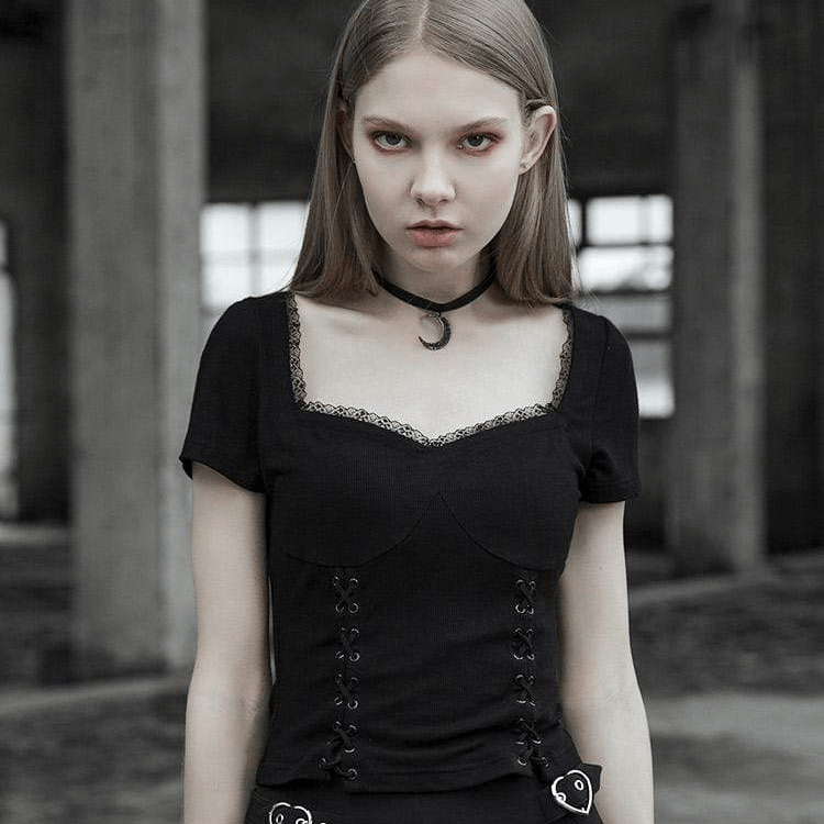 Damen-Gothic-Fake-Zweiteiler-Rock in A-Linie mit Fischschwanz - Gothic Shop