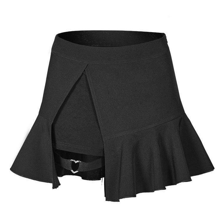 Damen-Gothic-Fake-Zweiteiler-Rock in A-Linie mit Fischschwanz - Gothic Shop