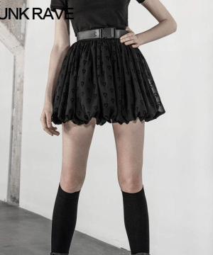 Damen-Röcke im Gothic-Stil mit Schnalle und Herz-Jacquard-Blase - Gothic Shop