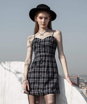 Kurze Slip-Kleider mit Grunge-Love-Herz-Print für Damen - Gothic Shop
