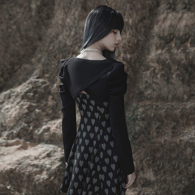 Kurzes Cape mit Punk-Puffärmeln und Trägern für Damen - Gothic Shop