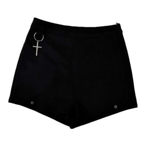 Schwarze Gothic-Shorts für Damen mit seitlichem Reißverschluss und abnehmbarem Beinring - Gothic Shop