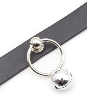 Punk-Riemen-Halsband aus Kunstleder für Damen mit Glöckchen - Gothic Shop