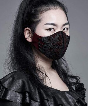 Gotische Jacquard-Masken Rot - Gothic Shop