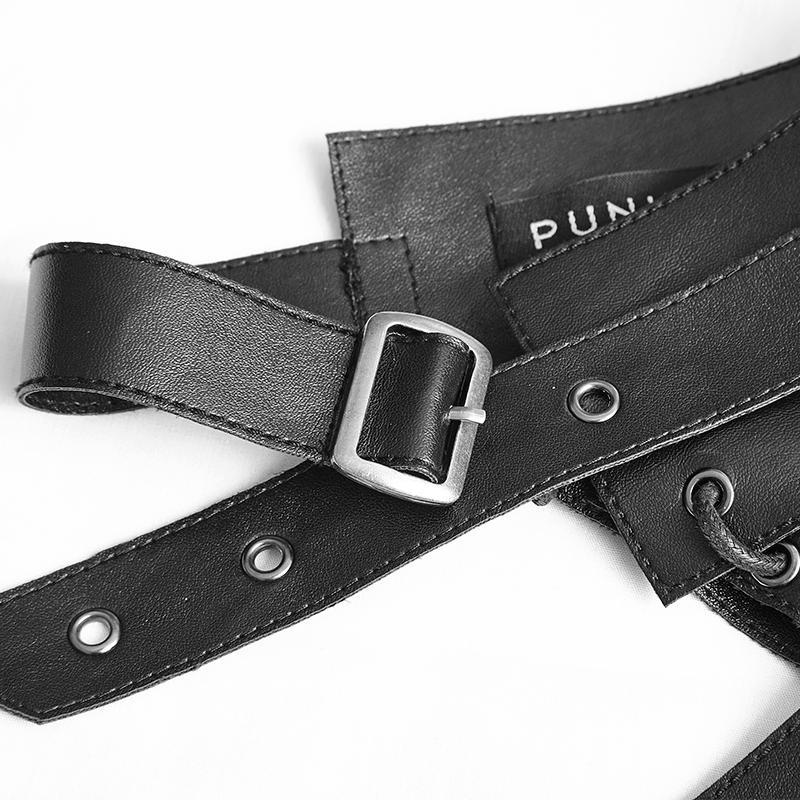 Herren-Geschirr/Halsband aus Kunstleder mit schrägen Schultergurten - Gothic Shop