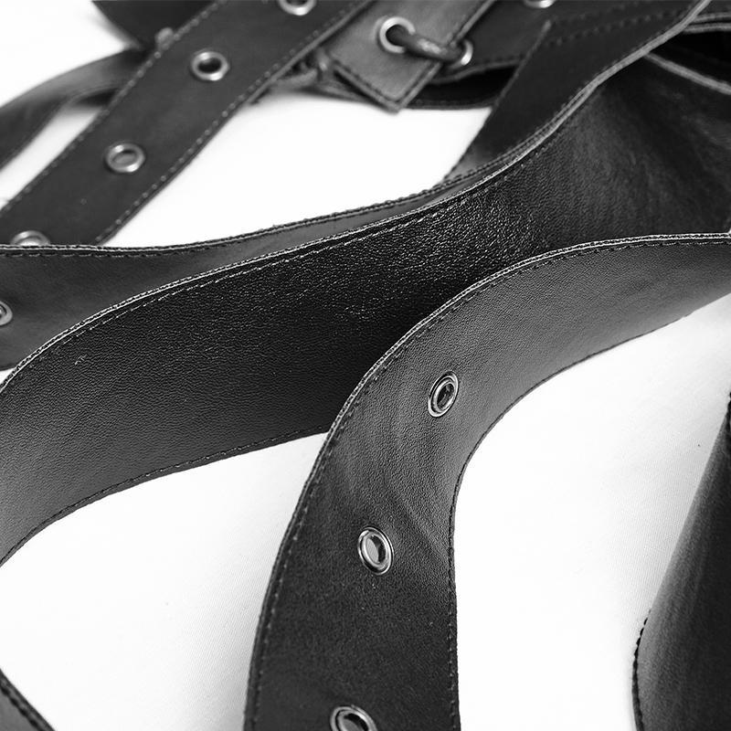 Herren-Geschirr/Halsband aus Kunstleder mit schrägen Schultergurten - Gothic Shop
