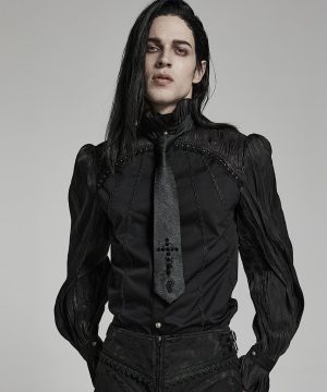 Herren-Krawatte mit gotischem Kreuz und Perlen - Gothic Shop