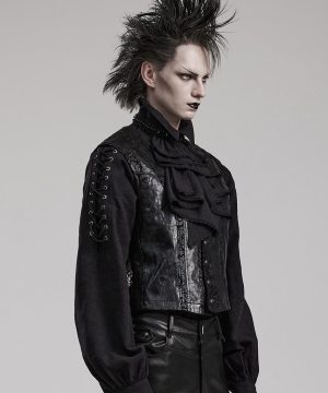 Unregelmäßige mehrschichtige Plissee-Krawatte für Herren im Gothic-Stil - Gothic Shop