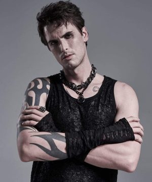 Lange Gothic-Handschuhe mit Rissen für Herren - Gothic Shop