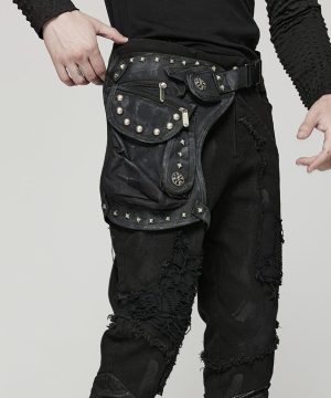 Herren-Punk-Big-Pocket-Nieten-Gürteltasche - Gothic Shop