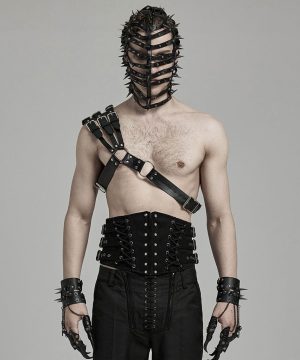 Punk-Geschirr aus Kunstleder mit mehreren Schnallen für Herren - Gothic Shop