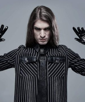 Herren-Krawatte mit Punk-Schädel und Schnallen, schwarz - Gothic Shop