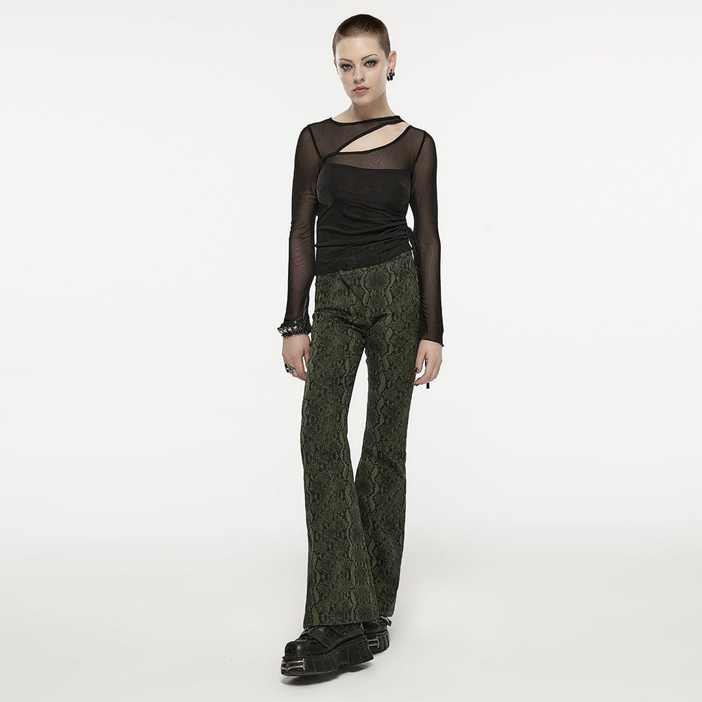 Damen-Gothic-Hemd mit Kordelzug und Netzausschnitt - Gothic Shop