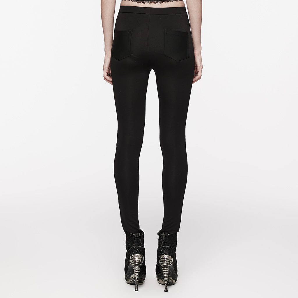 Damen-Gothic-Leggings mit floralem Ausschnitt - Gothic Shop