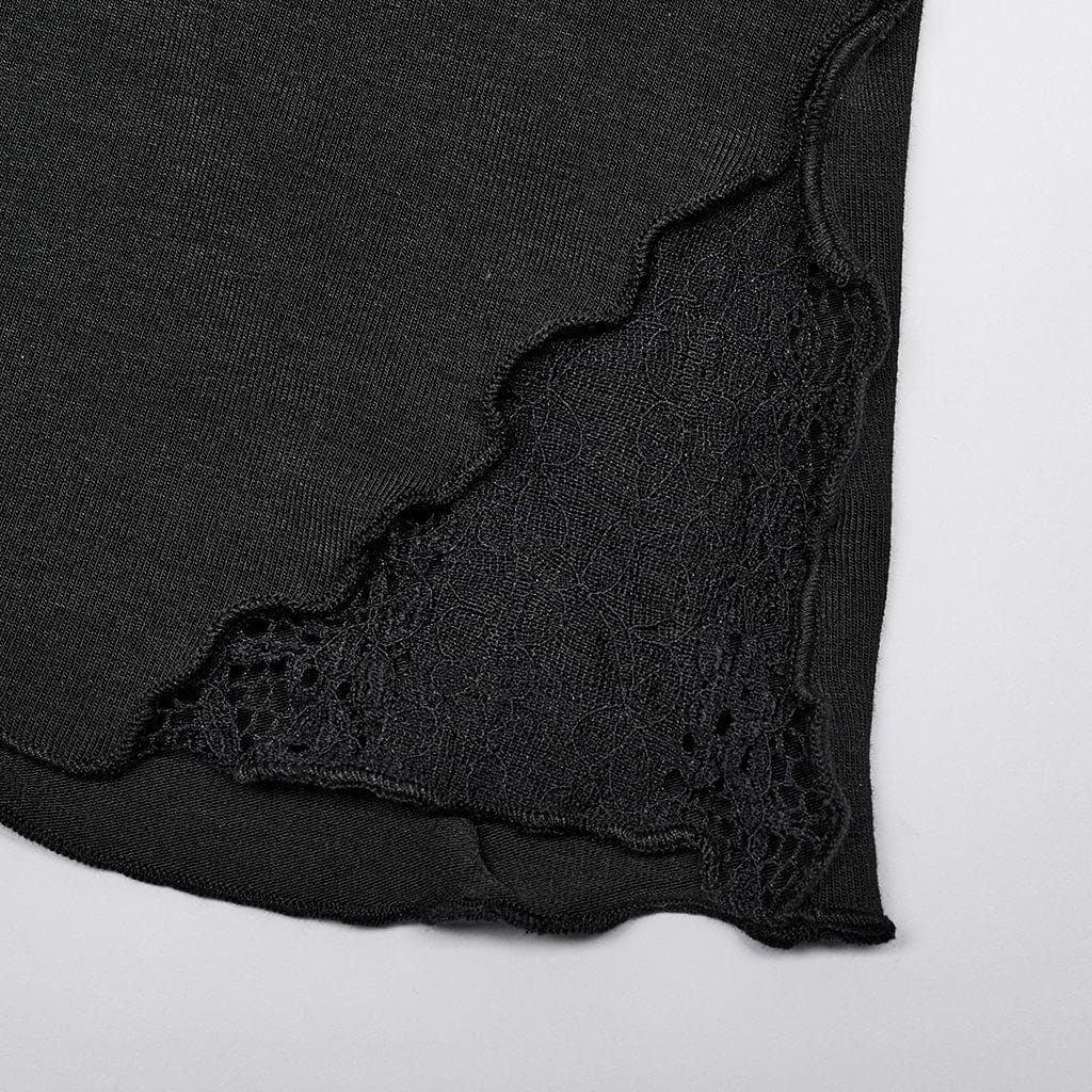 Damen-Gothic-Hemd mit halbhohem Kragen und Spitzenspleiß - Gothic Shop