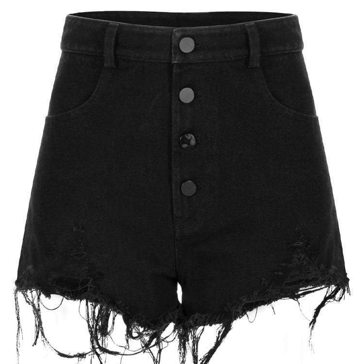 Damen-Gotik-Shorts mit hoher Taille und Rissen - Gothic Shop