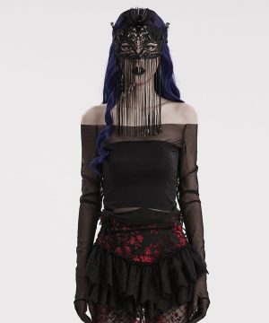 Gothic-Maske mit Spitzenquasten für Damen - Gothic Shop