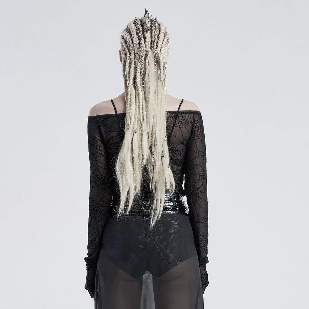 Schulterfreie Gothic-Spinnennetz-Crop-Tops für Damen - Gothic Shop