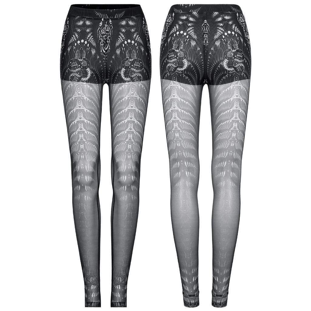Transparente Gothic-Skelett-Leggings für Damen - Gothic Shop