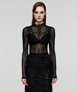 Damen-Gothic-Totem-Mesh-Shirt - Gothic Shop