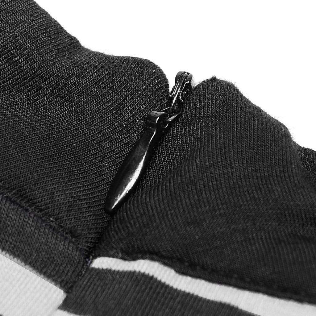 Langärmliges T-Shirt mit Grunge-Ausschnitt, Liebesherz und Zebrastreifen für Damen - Gothic Shop