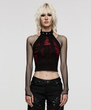 Zerrissenes Neckholder-Tanktop im Grunge-Stil für Damen - Gothic Shop