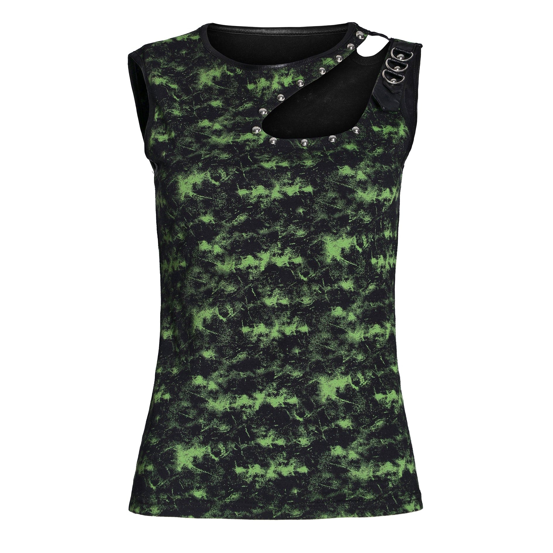 Damen-Tanktop mit Batikmuster und Ausschnitten im Grunge-Stil - Gothic Shop