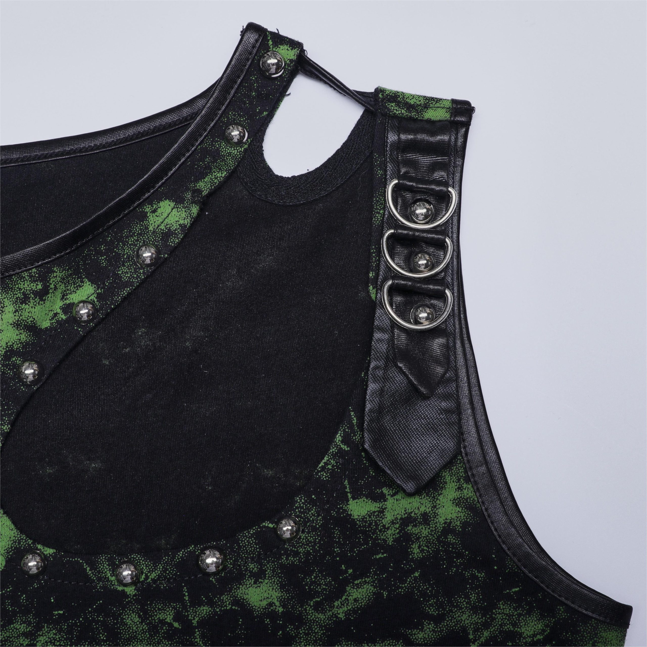 Damen-Tanktop mit Batikmuster und Ausschnitten im Grunge-Stil - Gothic Shop
