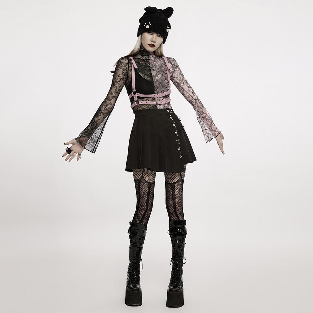 Damen-Körpergeschirr aus Kunstleder mit Flügeln im Pastell-Gothic-Stil - Gothic Shop