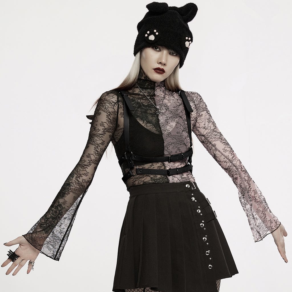 Damen-Körpergeschirr aus Kunstleder mit Flügeln im Pastell-Gothic-Stil - Gothic Shop