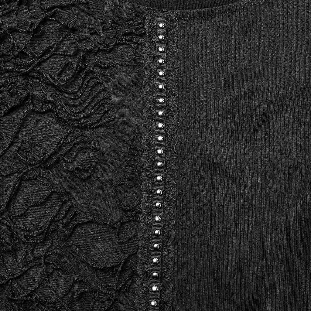 Damen-Crop-Top mit Punk-Perlen und Rissen - Gothic Shop