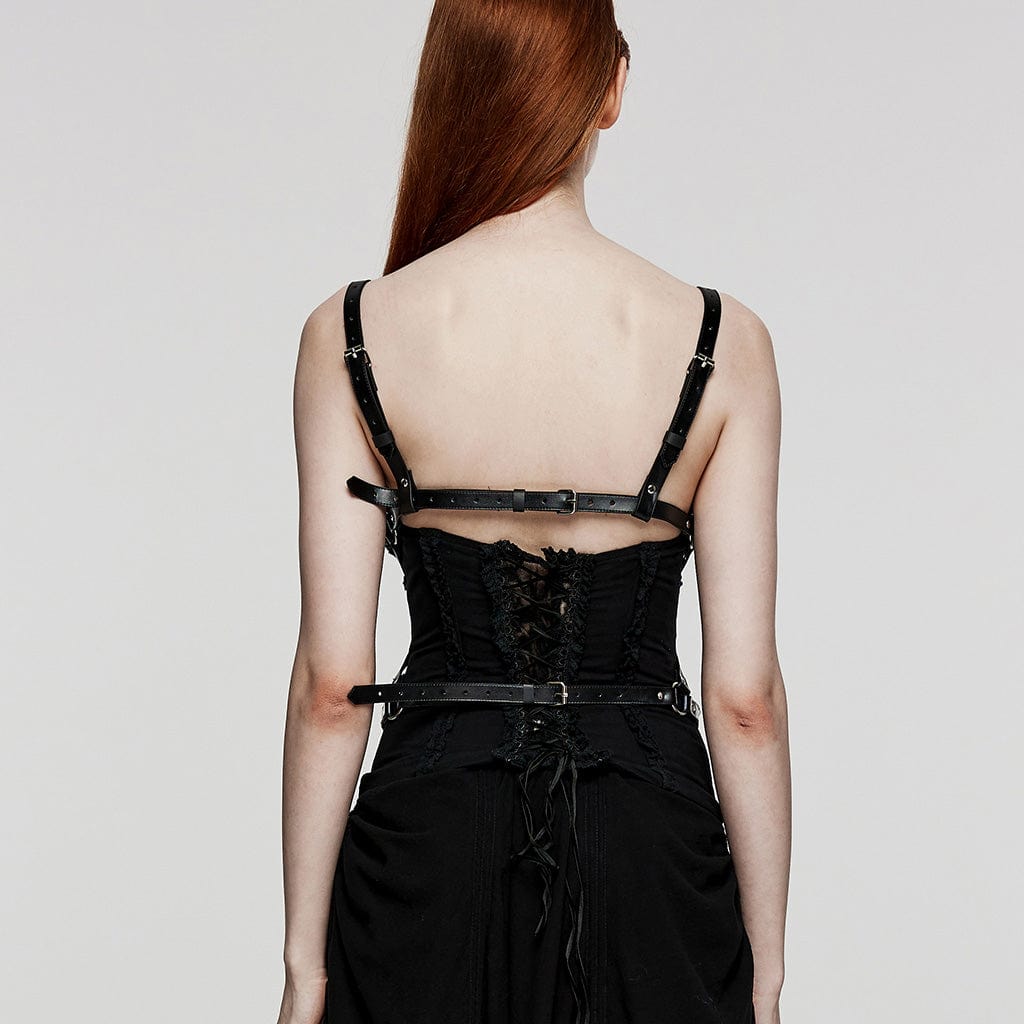 Damen-Körpergeschirr mit Punk-Schnalle und gekreuztem Körper - Gothic Shop