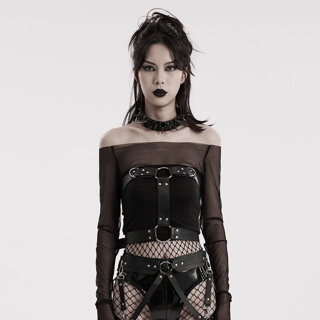 Damen-Körpergeschirr aus Kunstleder mit Punk-Schnalle - Gothic Shop