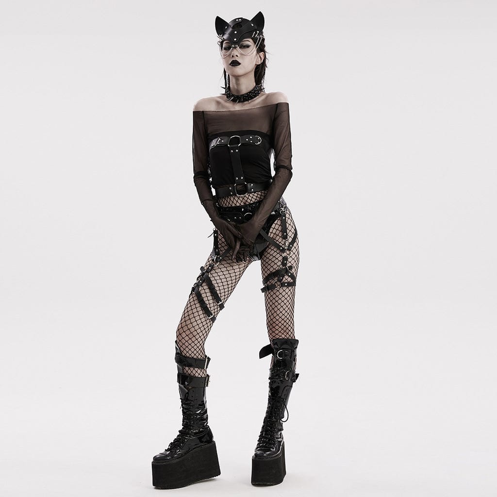 Damen-Körpergeschirr aus Kunstleder mit Punk-Schnalle - Gothic Shop