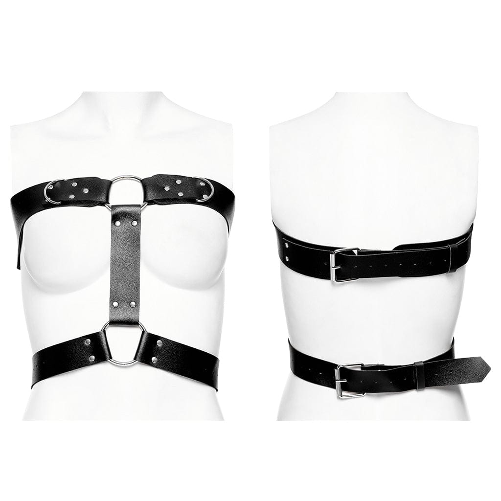 Damen-Körpergeschirr aus Kunstleder mit Punk-Schnalle - Gothic Shop