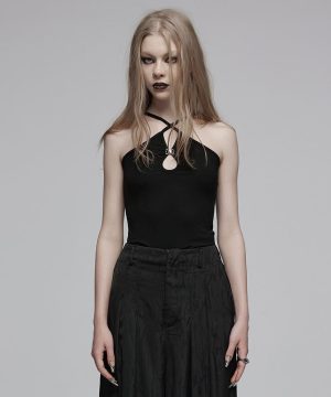 Neckholder-Tanktop mit Punk-Ausschnitt für Damen - Gothic Shop